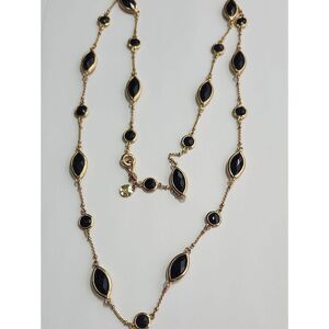 Vintage Monet Black and Gold Necklace 36" Length
